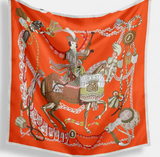 Luxury Twill Silk Scarf Woman Horse Print Square Scarves