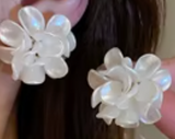 White Acrylic FLower Ball Stud Earrings Women Jewelry