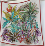 Luxury Square Scarf Women Floral Twill Silk Scarf Hand Printed