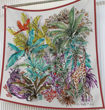 Luxury Square Scarf Women Floral Twill Silk Scarf Hand Printed