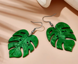 Tropical Green  Leaf Turtleback Leaves Drop Earrings  New Trendy Ear Hook Acrylic Jewelry