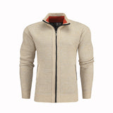 Men Slim Sweaters Stand Collar Fit Zipper Men Solid Cotton Thick Warm Sweater - Namata Newyork