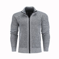 Men Slim Sweaters Stand Collar Fit Zipper Men Solid Cotton Thick Warm Sweater - Namata Newyork