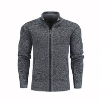 Men Slim Sweaters Stand Collar Fit Zipper Men Solid Cotton Thick Warm Sweater - Namata Newyork