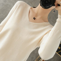 Women Sweater  V-neck Knitwear Long Sleeve Loose Cashmere Sweater