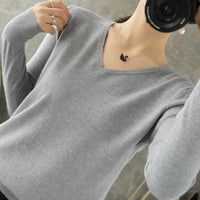 Women Sweater  V-neck Knitwear Long Sleeve Loose Cashmere Sweater