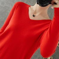 Women Sweater  V-neck Knitwear Long Sleeve Loose Cashmere Sweater