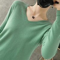 Women Sweater  V-neck Knitwear Long Sleeve Loose Cashmere Sweater