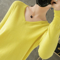 Women Sweater  V-neck Knitwear Long Sleeve Loose Cashmere Sweater