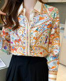 Elegant Horse Vintage Print Women Blouse