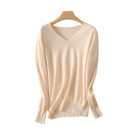 Women Sweater  V-neck Knitwear Long Sleeve Loose Cashmere Sweater