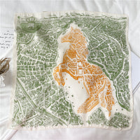 Luxury Horse Print Silk Satin Square Scarf