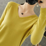 Women Sweater  V-neck Knitwear Long Sleeve Loose Cashmere Sweater