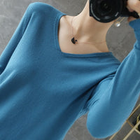 Women Sweater  V-neck Knitwear Long Sleeve Loose Cashmere Sweater