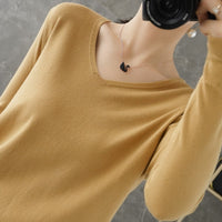 Women Sweater  V-neck Knitwear Long Sleeve Loose Cashmere Sweater