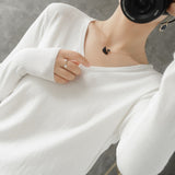 Women Sweater  V-neck Knitwear Long Sleeve Loose Cashmere Sweater