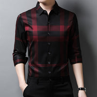 High Quality Men Shirts Slim Fit Silk Dress Shirt