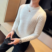 High Quality Knitting Sweater Male Slim Fit Plaid Pullover For Men