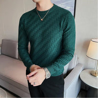 High Quality Knitting Sweater Male Slim Fit Plaid Pullover For Men