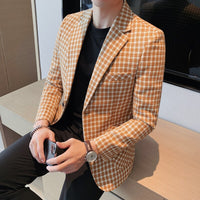 Plaid Casual Business Blazer Suit Jacket