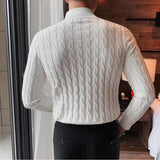 Winter Fashion Simple Slim Sweater Men Clothing High Collar  Pullovers