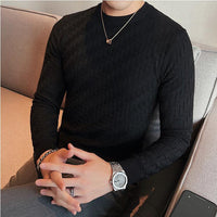 High Quality Knitting Sweater Male Slim Fit Plaid Pullover For Men