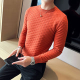 High Quality Knitting Sweater Male Slim Fit Plaid Pullover For Men