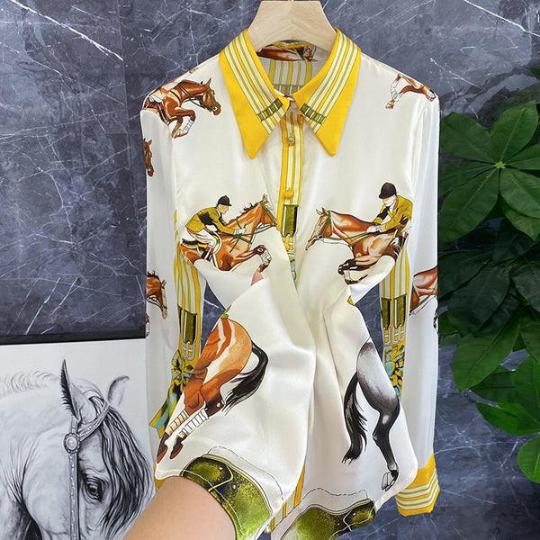 Horse Print Equestrian ladies Blouse