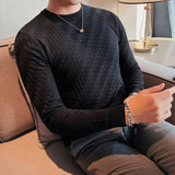 High Quality Knitting Sweater Male Slim Fit Plaid Pullover For Men