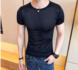 Men's Sexy Transparent Mesh T-shirts Male Short Sleeve Hollow - Namata Newyork