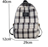 Students Backpack Plaid Pattern School Bag Canvas Soft back - Namata Newyork