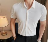 Men High Elasticity High Quality  Sexy Short Sleeve Slim Shirt