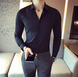 Men High Quality High Elasticity Seamless Shirts Long Sleeve Slim  Luxury Shirt