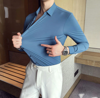 Men High Quality High Elasticity Seamless Shirts Long Sleeve Slim  Luxury Shirt