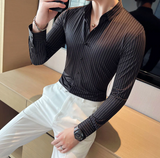 Men High Quality High Elasticity Seamless Shirts Long Sleeve Slim  Luxury Shirt