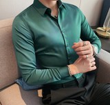 Men High Quality High Elasticity Seamless Shirts Long Sleeve Slim  Luxury Shirt