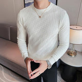 High Quality Knitting Sweater Male Slim Fit Plaid Pullover For Men