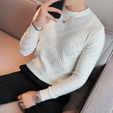 High Quality Knitting Sweater Male Slim Fit Plaid Pullover For Men