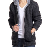 Men's Zipper  Fleece Hooded knitted Sweater - Namata Newyork