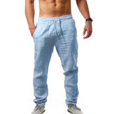 Men's Cotton Linen Pants Elastic Waist - Namata Newyork