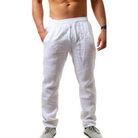 Men's Cotton Linen Pants Elastic Waist - Namata Newyork