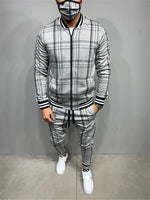 Plaid Printed Loose Suit Couple Clothes Fashion Tracksuit Grey Tracksuit - Namata Newyork