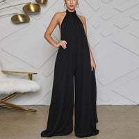 Women Chiffon Halter Backless Jumpsuits Loose Style Long Overalls Elegant Party Club Jumpsuit - Namata Newyork