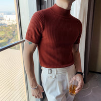 Short Sleeved Knitted Sweater Men Clothing Solid  Slim fit - Namata Newyork