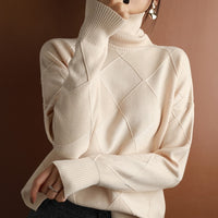 Women Cashmere sweater turtleneck pullover 100% pure wool loose large size - Namata Newyork