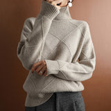 Women Cashmere sweater turtleneck pullover 100% pure wool loose large size - Namata Newyork