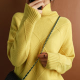 Women Cashmere sweater turtleneck pullover 100% pure wool loose large size - Namata Newyork