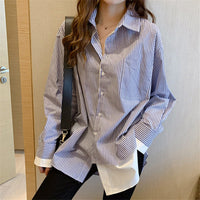 Women Striped Blouse Office Lady Shirt