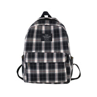 Students Backpack Plaid Pattern School Bag Canvas Soft back - Namata Newyork