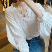 Women V-Neck Button Up Chic Shirt